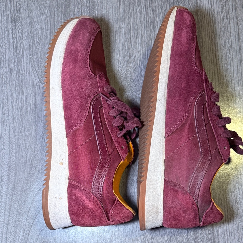 Vans Burgundy Suede Sneakers with Orange Interior - Picture 2 of 6